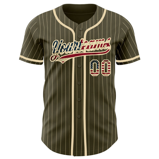 Maxcorners Custom Crimson Vintage USA Flag-Cream Premium Raglan Sleeves Baseball Jersey LM0210