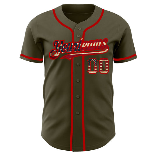 Maxcorners Custom Navy Vintage USA Flag-White Premium Baseball Jersey LM0210