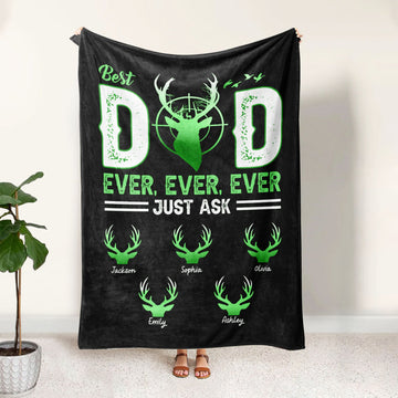 Maxcorners Personalized Hunting Dad Blanket, Best Dad Ever Blanket, Custom Soft Cozy Sherpa Fleece Throw Blanket, Father's Day Gift for Dad, Grandpa | Green

 LM1711