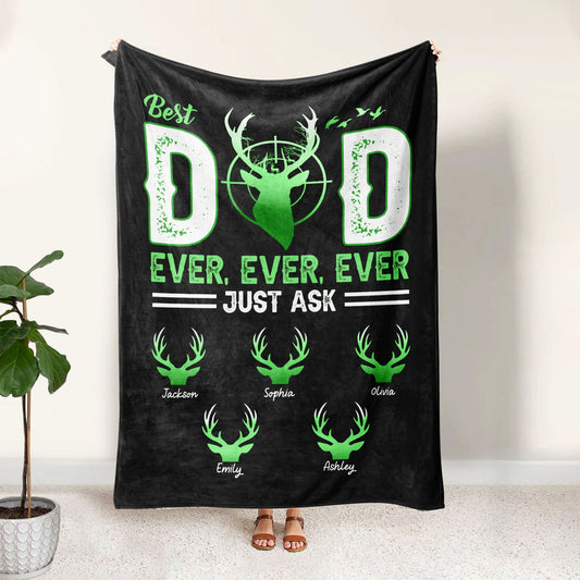 Maxcorners Personalized Hunting Dad Blanket, Best Dad Ever Blanket, Custom Soft Cozy Sherpa Fleece Throw Blanket, Father's Day Gift for Dad, Grandpa | Green

 LM1711
