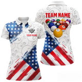 Maxcorners American Flag Personalized Billiard Team Jersey Billiard Gifts For Men Polo & 1/4 Zip Shirts LM283