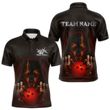 Maxcorners Red&Black Wolf Bowling Shirts for Team Women Men Custom Wolf Bowling Polo &1/4 Zip LM3010