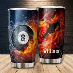 Maxcorners Billiards Fire And Water Snooker Personalized Name Tumbler