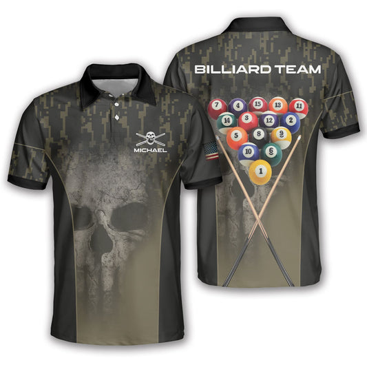 Maxcorners Dark Billiard Personalized Name Unisex Shirt