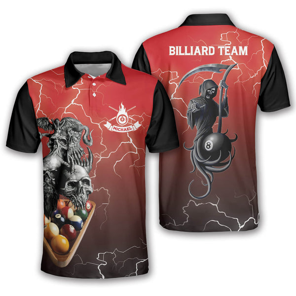 Maxcorners Death In Red Lightning Billiard Personalized Name Unisex Shirt