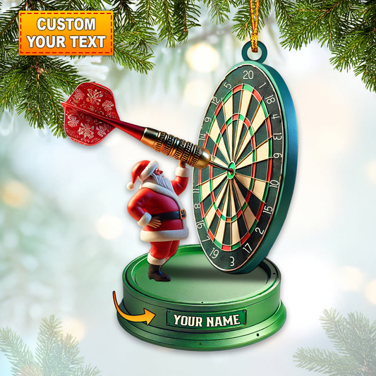 Maxcorners Personalized Santa Dartboard Ornament – Custom Name Christmas Decoration for Dart