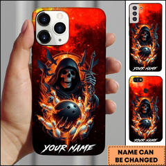 Maxcorners Bowling Phonecase Grim Reaper Fire Magic Personalized Name 3D Phone Case