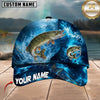 Maxcorners Fishing Electric Blue Wave Splash Custom Name 3D Cap