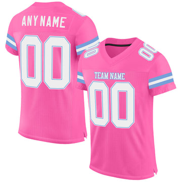 Maxcorners Custom Pink White-Light Blue Mesh Authentic Football Jersey LM2605