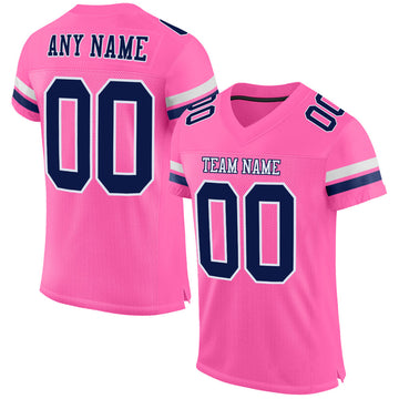 Maxcorners Custom Pink Navy-White Mesh Authentic Football Jersey LM2605