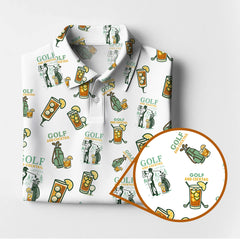 Maxcorners Funny Pattern Cocktail Golf Polos, Men Golf Shirt, Golf Gift For Golfers
