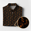 Maxcorners Halloween Skeleton Golf Shirt, Funny Pattern Golf Polos For Men, Spooky Golf Cart & Pumpkin Shirts