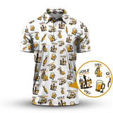 Maxcorners Pattern Golf And Beer Polos, Funny Golf Shirt, Crazy Golf Shirts For Men's