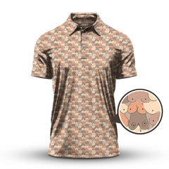 Maxcorners Pattern Golf Polos,  Boob Design Funny Golf Shirt for Men, Crazy Golf Shirts