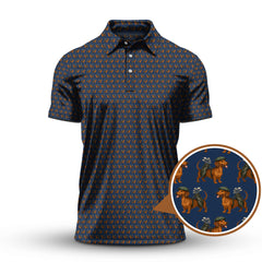 Maxcorners Dachshund Pattern Golf Polos, Crazy Dachshund Golf Shirt For Men, Funny Golf Shirt