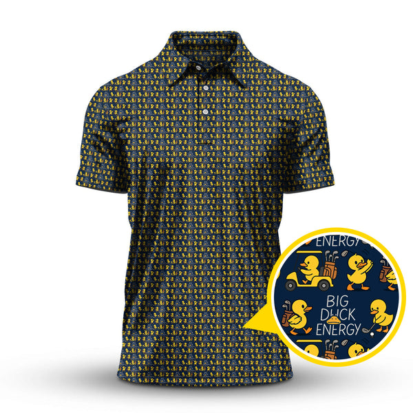 Maxcorners Big Duck Energy Pattern Golf Shirt For Golfer, Duck Golf Shirt, Funny Golf Shirt For Men