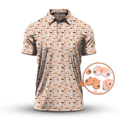 Maxcorners Boobs Pattern Golf Polos, Funny Golf Shirt, Crazy Golf Shirts For Men