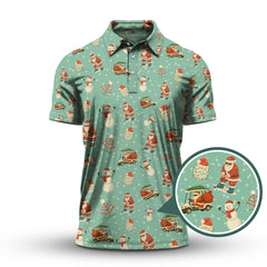 Maxcorners Christmas Golf Shirt, XMAS Golf Shirt, Funny Pattern Golf Shirt For Golfer, Crazy Golf Shirt For Men