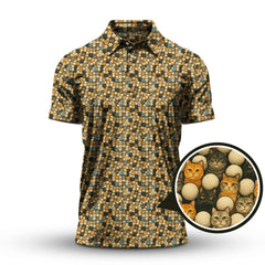 Maxcorners Funny Cat Golf Shirt For Golfer - Cat Pattern Golf Shirt - Golf Gift For Cat Lovers