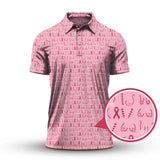 Maxcorners Breast Cancer Golf Shirt, Ladies Golf Shirts, Pink Pattern Golf Shirt For Golfer