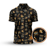 Maxcorners Golf and Bourbon Pattern Polos, Funny Bourbon Shirt For Men, Crazy Golf Shirts For Golfers