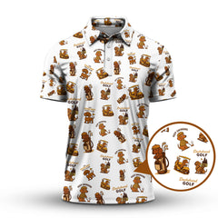 Maxcorners Dachshund Pattern Golf Polos, Funny Dachshund Golf Shirt, Pattern Golf Shirt For Golfers