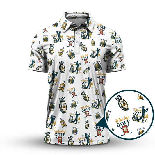 Maxcorners Whiskey Golf Shirt, Pattern Golf Polos For Men's, Golf Gift For Golfers
