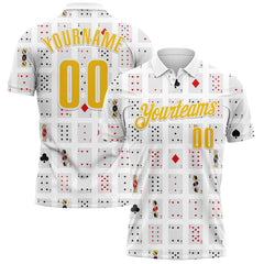Maxcorners Custom White Yellow 3D Gambling Poker Performance Polo Shirt
 LM1009