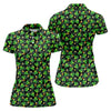 Maxcorners St Patrick's Day Beer Golf Ball Pattern Shamrock Golf Shirt, Women's Golf Tops, Ladies Golf Polos