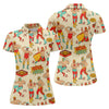 Maxcorners Beige Lucha Libre Mexican Wrestler Pattern Golf Shirt, Women's Golf Tops, Printed Golf Shirt LM1507