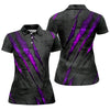 Maxcorners Purple Claw Marks Hawaiian Golf Shirt, Scratch Print Women's Golf Tops, Ladies Golf Shirts LM1507