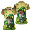 Maxcorners Happy St Patrick's Day Shamrock Gnome Golf And Beer Women's Golf Tops, Ladies Golf Polos