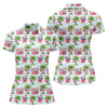 Maxcorners Flamingo Float Santa Christmas Golf Shirt, Women's Golf Tops, Hawaiian Golf Shirt, Golf Shirts For Women LM1507