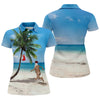 Maxcorners Funny Santa Running On Tropical Beach Christmas Golf Shirt, Women's Golf Tops, Golf Shirts For Women LM1507