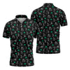 Maxcorners Stick Figure Golf Pose St Patrick's Day Shamrock Black Golf Shirt, Polo Shirts For Men, Golf Shirts For Men