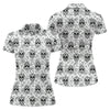 Maxcorners Sugar Skull Paisley Pattern Golf Polo Shirt, Ladies Golf Shirts, Women's Golf Apparel LM1507