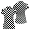 Maxcorners Black White Checkerboard Racing Pattern Golf Shirt, Ladies Golf Shirts, Golf Polo For Women, Performance Golf Shirt LM1507
