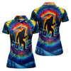 Maxcorners Tie Dye Bigfoot Fishing Forest Golf Shirt, Women’s Golf Apparel, Golf Tops For Women LM1507