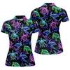 Maxcorners Neon Sea Turtle Ocean Pattern Hawaiian Golf Polo Shirt, Women’s Golf Polo, Ladies Golf Shirts LM1507