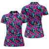 Maxcorners Funny Cow Wearing Sunglasses Tropical Golf Polo Shirt, Golf Shirts For Women, Women's Golf Apparel LM1507
