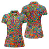 Maxcorners Colorful Abstract Circle Pattern Polo Shirt, Printed Golf Shirt, Hawaiian Golf Shirt, Women’s Golf Tops LM1507