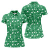 Maxcorners Golf Items Seamless Pattern St. Patrick’s Day Shamrock Golf Shirt, Women's Golf Tops, Ladies Golf Polos