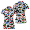 Maxcorners American Tractor Golf Shirt, Patriotic Wildflower Country Farm Pattern, Golf Shirt For Women LM1507
