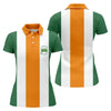 Maxcorners Green Orange White Vertical Stripes St Patrick's Day Golf Shirt, Women's Golf Tops, Ladies Golf Shirts