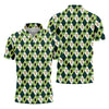 Maxcorners Green And White Argyle Pattern Beer St Patrick's Day Golf Shirt, Golf Tops For Men, Polo For Men