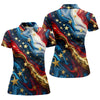 Maxcorners Abstract American Flag Stars Golf Polo Shirt, Women’s Golf Polo, Performance Golf Shirt LM1507