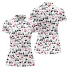 Maxcorners Pink Flamingo Golf Cart Martini Hawaiian Golf Shirt, Women’s Golf Polo, Ladies Golf Shirts LM1507