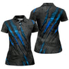 Maxcorners Blue Claw Marks Hawaiian Golf Shirt, Scratch Print Women's Golf Tops, Ladies Golf Shirts LM1507