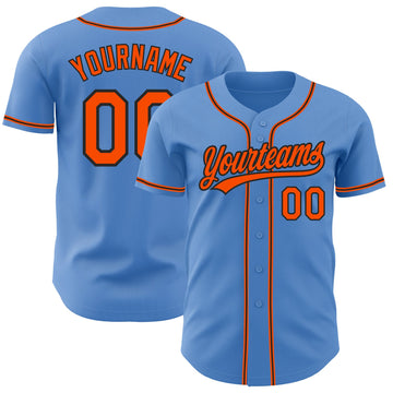Maxcorners Custom Powder Blue Orange-Black Authentic Baseball Jersey LM2605