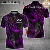Maxcorners Darts Wolf Red Flame Multioptions Personalized Name, Team Name Unisex 3D Polo Shirt (4 Colors)